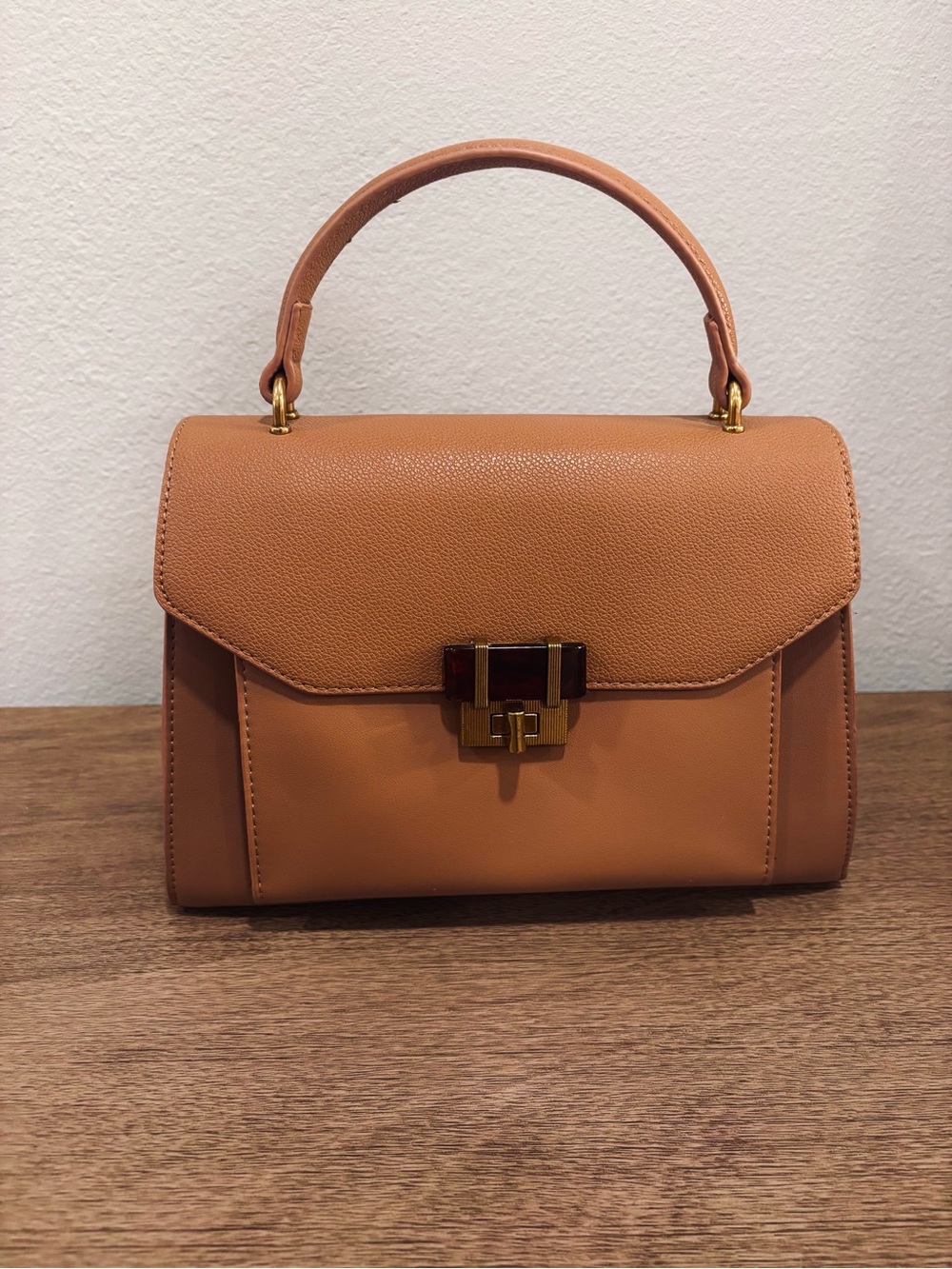 Tan/ Cognac Vegan Leather Top-Handle Women's Satchel
